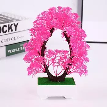 Simulated Heart Shaped Chrysanthemum Fake Flowers Plants Potted Desktop Decor Pink