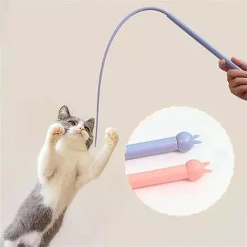 Simulated Mouse Tail Cat Toy Long Tail Pet Interactive Toys Pet Toy Cat Teaser Kitten Blue ReplacementHead