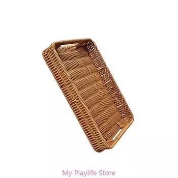 Simulated Rattan Woven Serving Baskets for Elegant Table Presentation