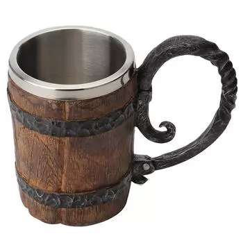 Simulated Wooden Barrel Double Layer Cup Personalized Stainless Steel Mug