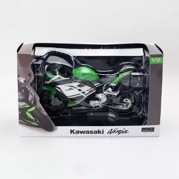 Simulation Alloy Kawasaki Ninja Motorcycle Model Toy For Collection And Display White Green
