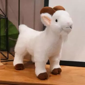 Simulation Animal Series Soft Cute Black White Goat Mountain Lifelike Sheep Plush Pendant Toys Doll Children Halloween Gifts about 16cm