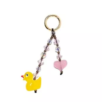 Simulation Bag Charm Duck Pendant Love Heart Billiards Beads Keyring Hanging Accessory Style 4