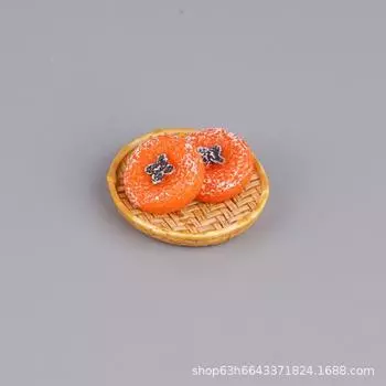 Simulation Bamboo Woven Basket Drying Persimmon Food Play Doll House Decorative Accessories Persimmon Ruyi Children S Play House Toy Decoration
