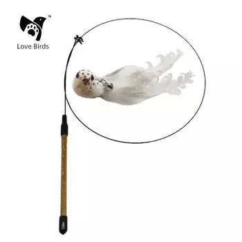 Simulation Bird Sucker Cat Teaser Feather Self-Hi Relieving Stuffy Handy Gadget Steel Wire Long Brush Holder Automatic Toy Cat Pet Supplies Hibiscus bird cat tease stick