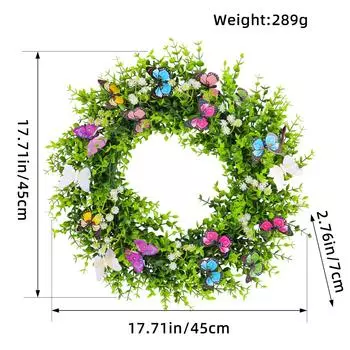 Simulation Butterfly Green Leaf Wreath Spring Bee Festival Decoration Hotel Restaurant Door Wall Pendant V3-22 artificial butterfly green leaf wreath