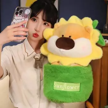 Simulation Cartoon Potting Hamster Funny Plush Toys Creative Stuffed animal Cute Hamsters Flowerpot Sofa Pillow Home Decor Gifts 25cm