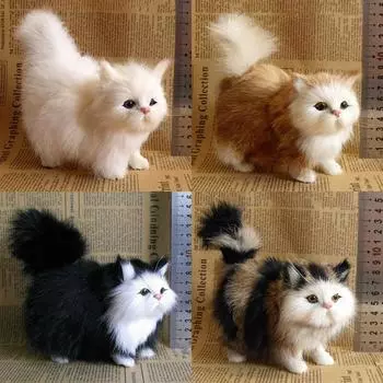 Имитация кошки плюшевые игрушки мягкая игрушка котенок модель поддельные кошки реалистичные животные для детей девочек день рождения подарок на день святого валентина серый