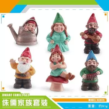 Simulation Character Model 6-Piece Set Christmas Dwarf Goblin Dwarf Elf Family Static Decorative Ornament Toy