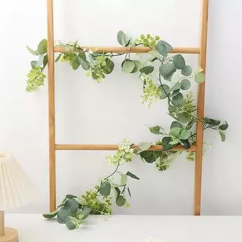 Simulation Christmas Rattan Eucalyptus Leaf Vine Eucalyptus Money Leaf Rattan Home Ceiling Decoration
