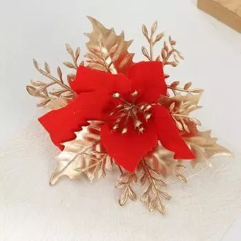 Simulation flower Christmas home decoration ornament Christmas tree pendant wreath accessories do not drop pink gold powder flower