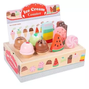 Simulation Food Counter Playset Pretend Toys Play House Popsicle Dessert Model Toys Dollhouse 1set