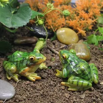 Simulation Green Frog Model Resin Frog Statue Desktop Bonsai Fish Tank Decoration Micro Landscape Frog Animal Garden Home Decor