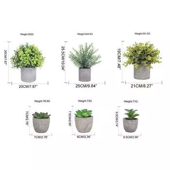 Simulation Green Plant Succulent Pulp Pot Set Simulation Eucalyptus Leaf Green Tea Leaf Potted Plant Home Decoration Supermarket Decoration