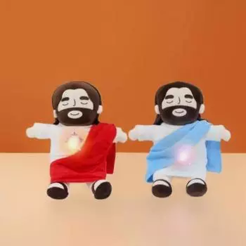 Simulation Jesus Soothes Plush Toy Stuffed Sound Sleeping Doll Jesus Breathing Toy Children Gift синий
