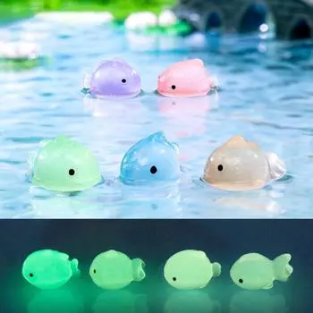 Simulation Luminous Fat Fish Decorative Fat Fish Landscaping Fat Fish Resin Ornaments Fairy Garden синий