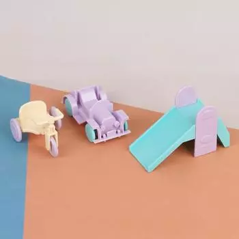 Simulation Mini Children S Play House Toy Bicycle Tricycle Slide Car Model Doll House Ornament Toy