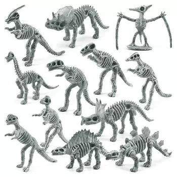 Simulation Mini Dinosaur Gray Skeleton Model Stegosaurus Tyrannosaurus Triceratops Archaeological Animal Fossil Ornament