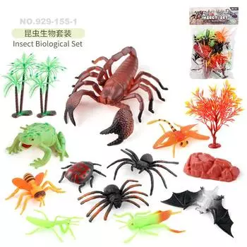 Simulation Mini Insect Biological Model Frog Ant Centipede Bee Static Ornament Set Toy