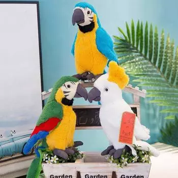Simulation Plush Stuffed Doll Parrot Plush Toy Wild Animal Stuffed Toys Parrot Plush Doll белый
