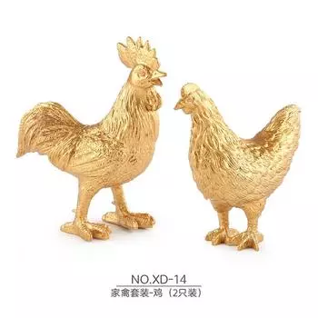 Simulation Poultry Animal Model Gold Edition Mini Chicken Duck Goose Dragonfly Lizard Insect Set Toy
