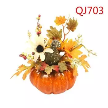 Simulation Pumpkin Table Pendulum Harvest Festival Halloween Autumn Color Decoration Props Maple Leaf Pomegranate Home Decoration QJ703