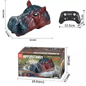 Simulation Remote Control Hippo Twin Propeller Water Toy Charging Animal Model Water Spray Remote Control Boat English color box