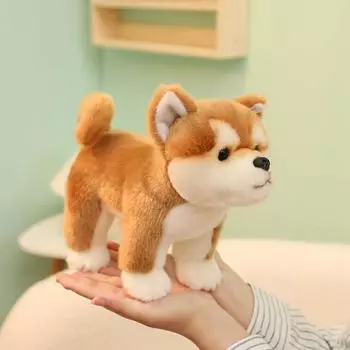Simulation Shiba Dog Standing Posture Animals Plush Toys Super Soft Offce Throw Pillow Decor Birthday Christmas Gifts for Kids about 25cm