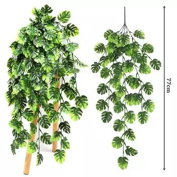 Simulation Small Turtle Back Leaf Wall Hanging Plastic Vine Artificial Plant Green Plant Wall False Flower Vine Balcony Decoration