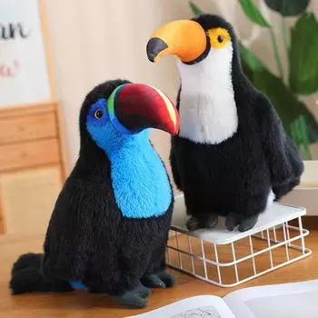 Моделирование Toco Toucan Мягкие игрушки Симпатичные Ramphastos Toco Мягкая анимированная кукла-птица Милые подарки для украшения дома 20cm синий