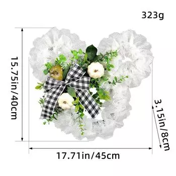 Simulation Wreath Plaid Bow Mesh Bear Head Wreath Outdoor Courtyard Door Hanging Fence Pendant Z3-43 plaid bow mesh bear head wreath