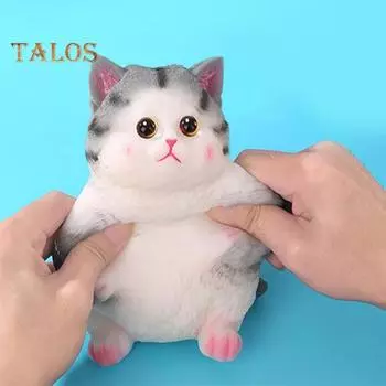 Симуляция игрушки для снятия стресса с кота, щипок для котенка, сенсорная игрушка для детей, подростков, взрослых, мягкий мячик TPR для снятия стресса, игрушка для животных хаки