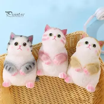 Симуляция игрушки для снятия стресса с кота, щипок для котенка, сенсорная игрушка для детей, подростков, взрослых, мягкий мячик TPR для снятия стресса, игрушка для животных розовый/белый