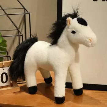Симуляция Маленькая Белая Лошадь Мягкая Игрушка Милая Стоящая Пони Кукла Сценический Реквизит Дети Сопровождают Игрушку Куклу 30cm