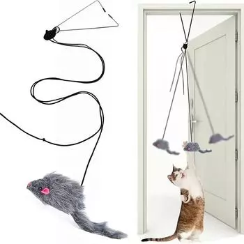 Симуляция Мышь Кошки Игрушка Смешная Самостоятельная Подвесная Дверь Выдвижная Кошка Палка Когтеточка Веревка Мышь Кошка Интерактивная Игрушка Товары Для Кошек чёрный