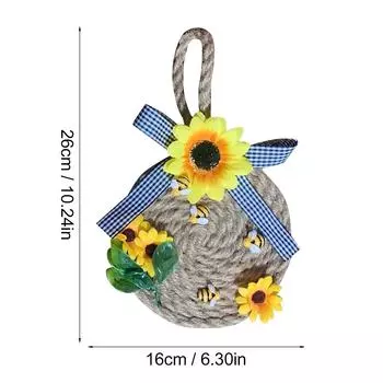 Симуляция Венка Фестиваля Пчел Венок из Пеньковой Веревки Ремесло Подвеска на Дверь Домашнее Украшение