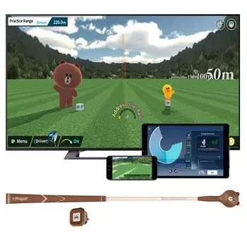 Симулятор гольфа Phigolf LINE FRIENDS Edition Оборудование для отработки ударов Датчик измерения головы со всеми приложениями [Официальный японский] Скорость/Расстояние [Совместимо коричневый