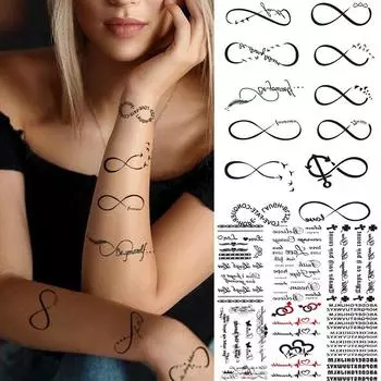 Символ бесконечности татуировки наклейки для женщин женский стих бабочка ЭКГ крест бесконечные временные татуировки водостойкие поддельные татуировки
