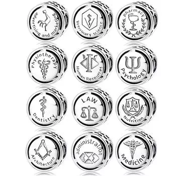 Символ Двенадцать Профессиональных Знаков Шарм Бусины Для Изготовления Ювелирных Изделий Из Серебра 925 Пробы Подходит Оригинальным Европейским Браслетам Шармов