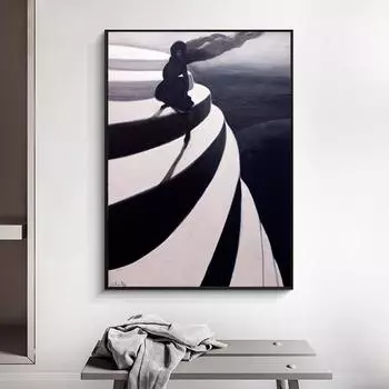 Символист Леон Спиллиарт Черно-белая картина Печать на холсте Постер Настенная живопись Таинственная картина для гостиной Украшение дома 21x30cm No Framed