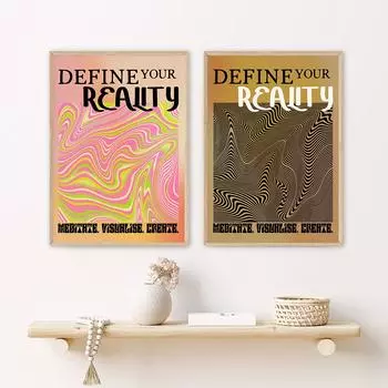 Символы чакр, принт, плакат для духовной медитации, градиентная энергия, красочная картина на холсте, психоделический хиппи, настенные панно в стиле бохо 21cm30cm NoFrame