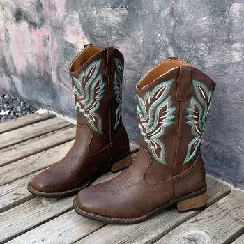 Синьцзян Сычуань луговые путешествия одежда женские сапоги новые универсальные ковбойские сапоги в западном стиле ретро рыцарские сапоги 35