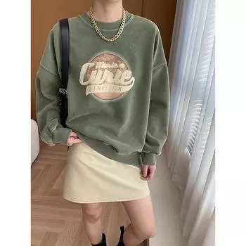 Sinan American Casual Printed Round Neck Sweeper Drop Shoulder - Коллекция Осень/Зима 2024 (SN5055) One Size