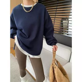 Синан праздничный блогерский стиль вышитый круглый вырез с заниженными плечами плюс бархатный свитер SN6840 One Size