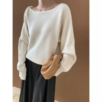 Sinan Праздничный французский стиль, тонкий вязаный свитер на одно плечо SN6767 One Size розовый