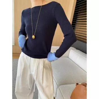 Sinan Slim Fit Contrast Dot Knitted Pullover Sweater (SN6846) one size чёрный