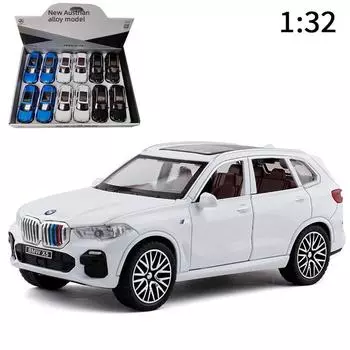 Синао 1:32 Bao*X5 Внедорожный внедорожник из легкого сплава с шестью дверями, звуком, светом и инерционным механизмом. bulk белый