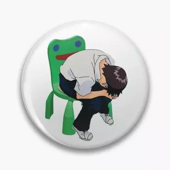 Синдзи Икари в кресле-лягушке, персонализируемая мягкая булавка на пуговицах, булавка для одежды, подарок для влюбленных, значок, ювелирное изделие, креативная мода