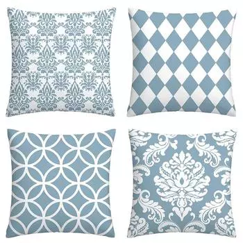 Сине-белая геометрическая ромбовидная наволочка для офиса, гостиной, дома, наволочка для автомобиля, украшения 40x40cm