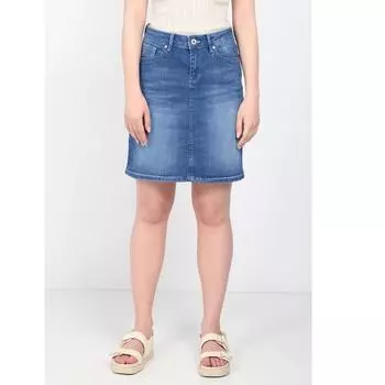 Сине-белая женская джинсовая юбка выше колена